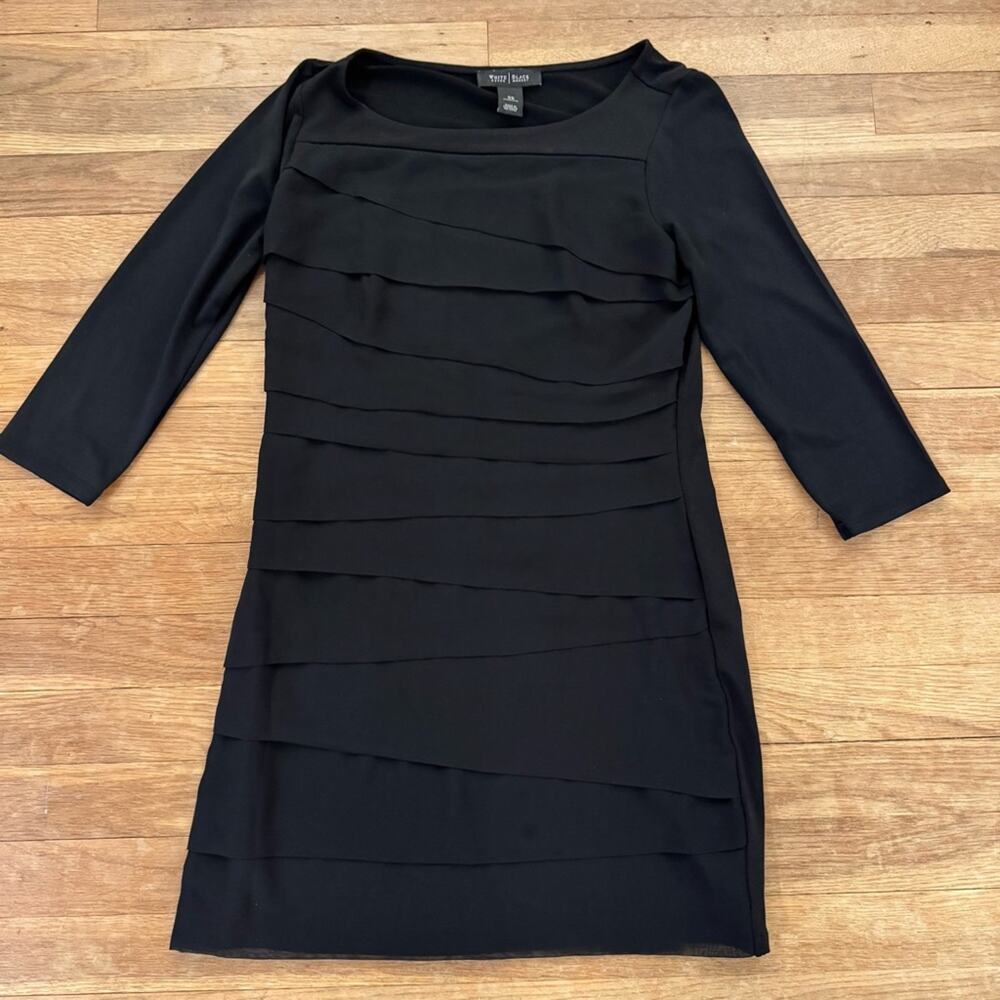 White House Black Market black 3/4 sleeve tiered sheath mini dress size XS
 b20